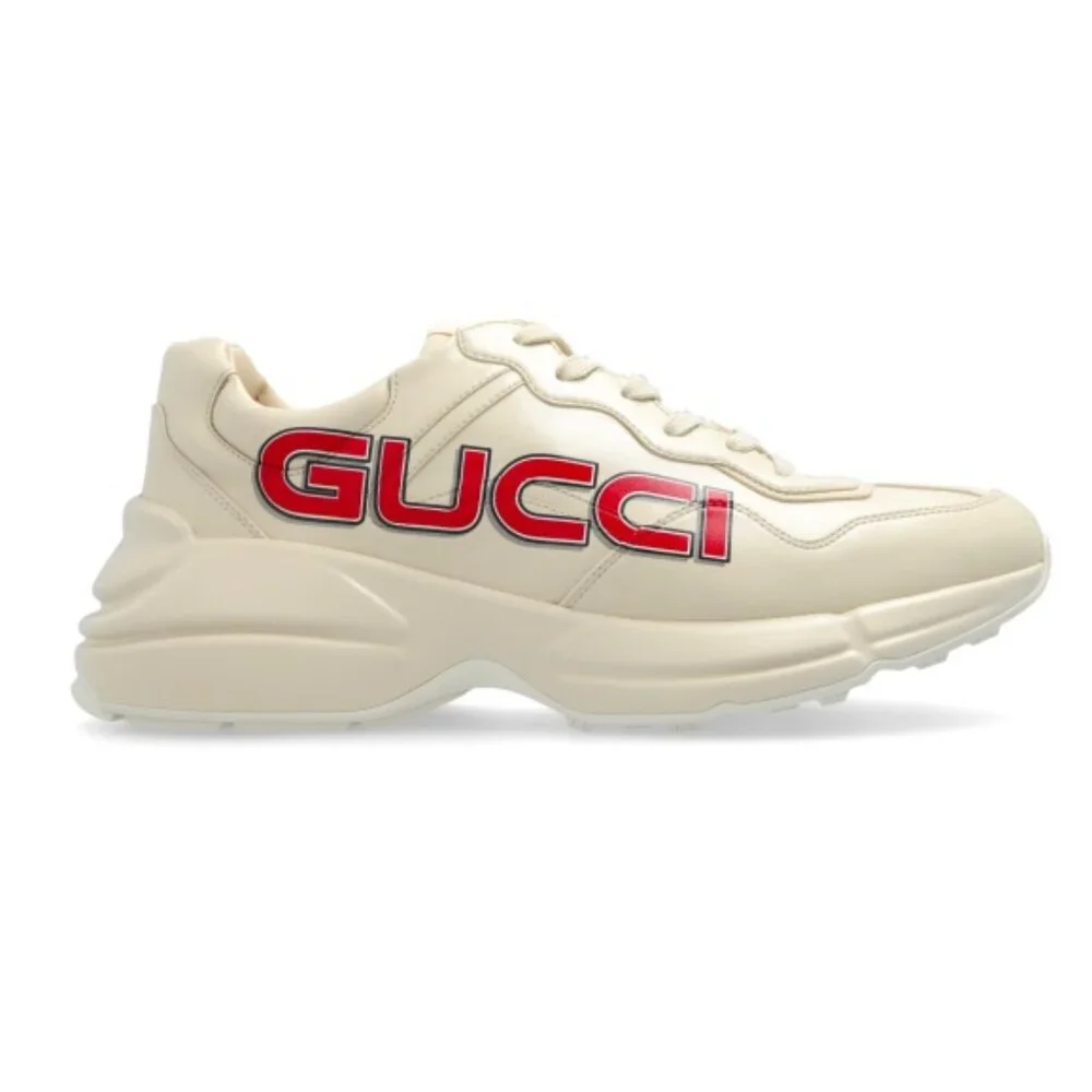 NEW GUCCI Rhyton Ivory Demetra Leather Sneakers Men’s G 8.5 / US 9 Authentic